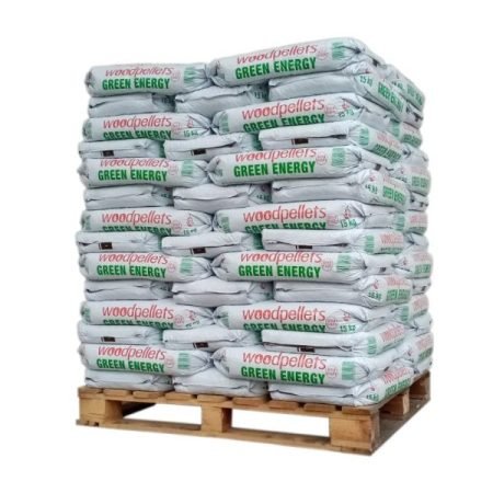 Holzpellets-Green Energy- Holzpalette mit 65 Säcken zu 15 kg
