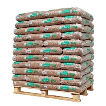 Holzpellets-Limouzi- holzpalette mit 66 Säcken zu 15 kg